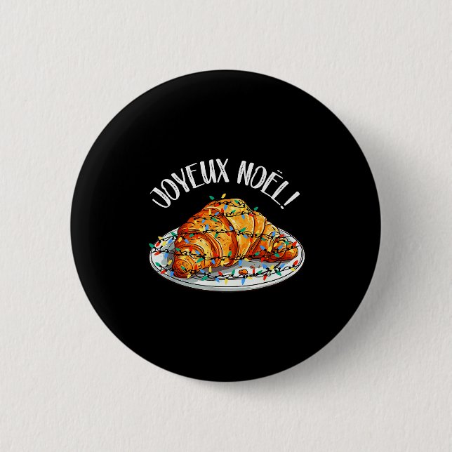 Badge Rond 5 Cm Merry Christmas In French _ Croissant Joyeux Noel  (Devant)