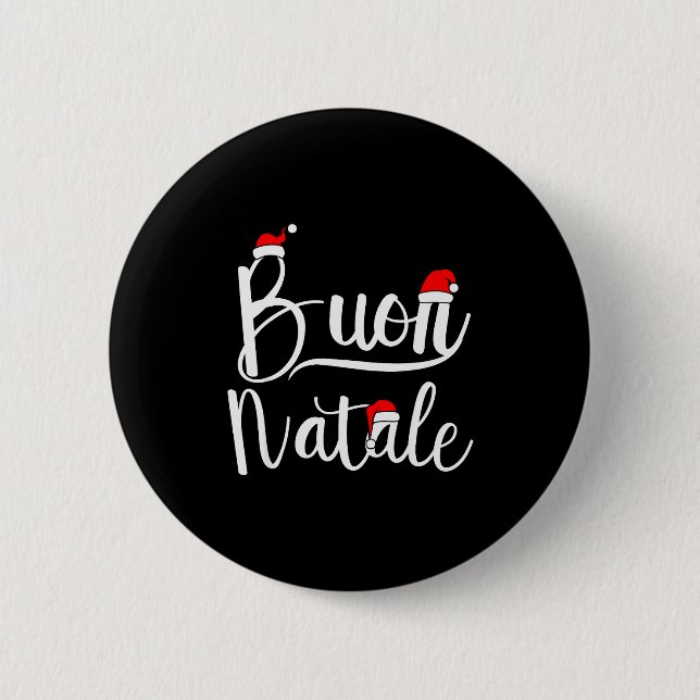 Badge Rond 5 Cm Merry Christmas In Italian Buon Natale  (Devant)
