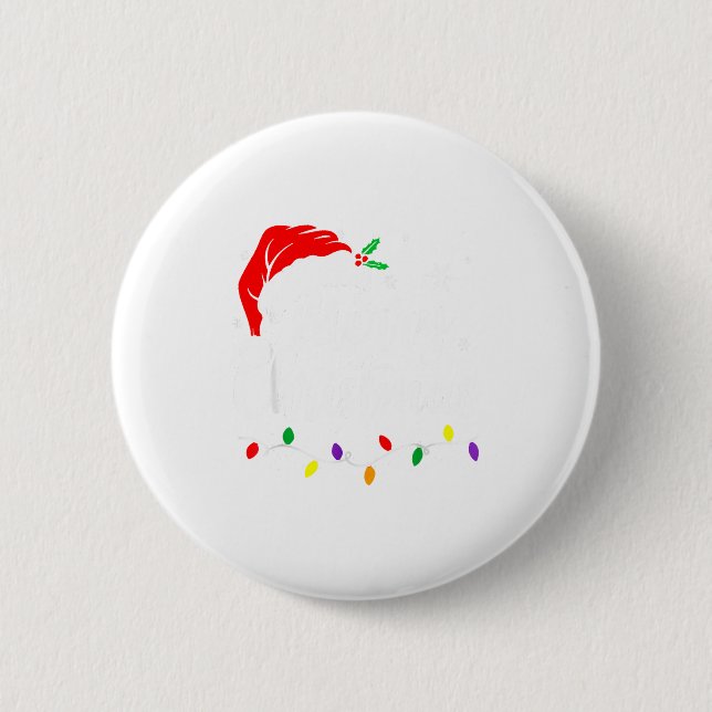 Badge Rond 5 Cm Merry Christmas Lights Red Santa Hat Xmas Family M (Devant)