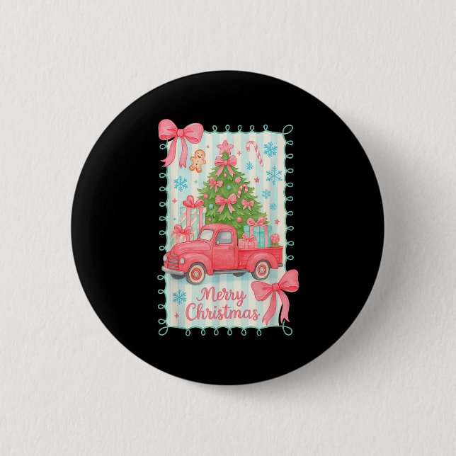 Badge Rond 5 Cm Merry Christmas Nk Truck Family Matching Pajamas G (Devant)