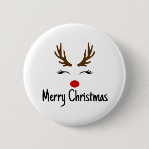 Badge Rond 5 Cm Merry Christmas Reindeer