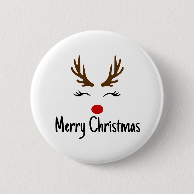 Badge Rond 5 Cm Merry Christmas Reindeer (Devant)