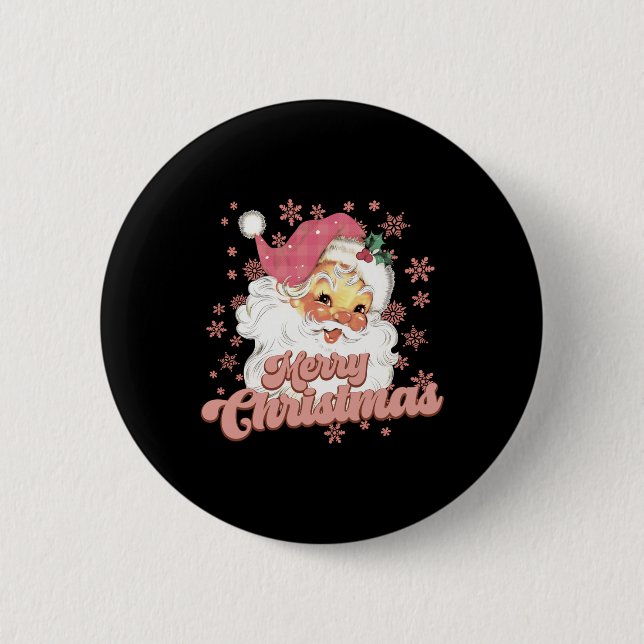Badge Rond 5 Cm Merry Christmas Retro Tygraphy Santa Nk Hat T Shir (Devant)