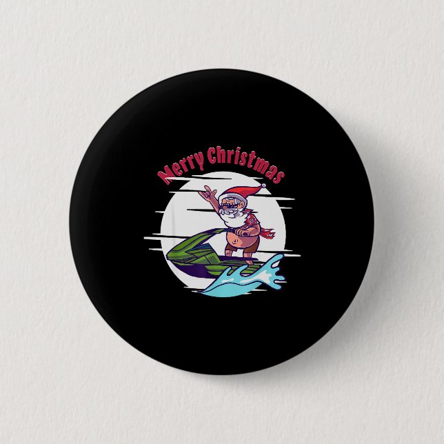 Badge Rond 5 Cm Merry Christmas Santa Jet Ski Watersrts  (Devant)