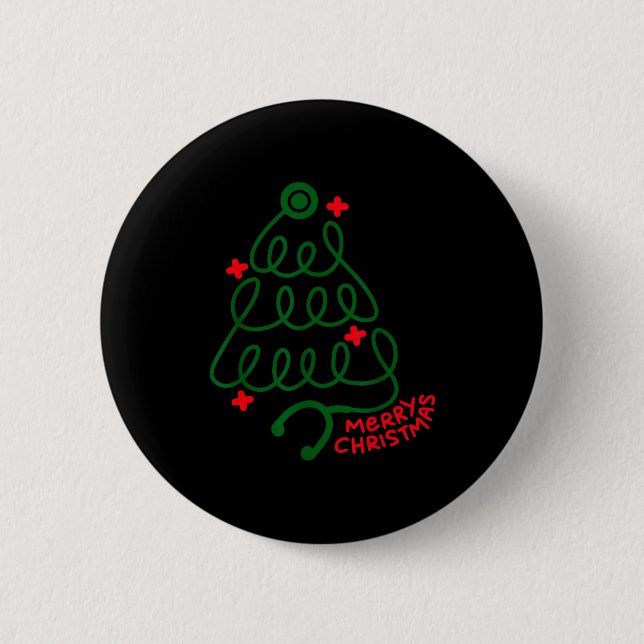 Badge Rond 5 Cm Merry Christmas Stethoscope Nurse Cna Xmas Holiday (Devant)
