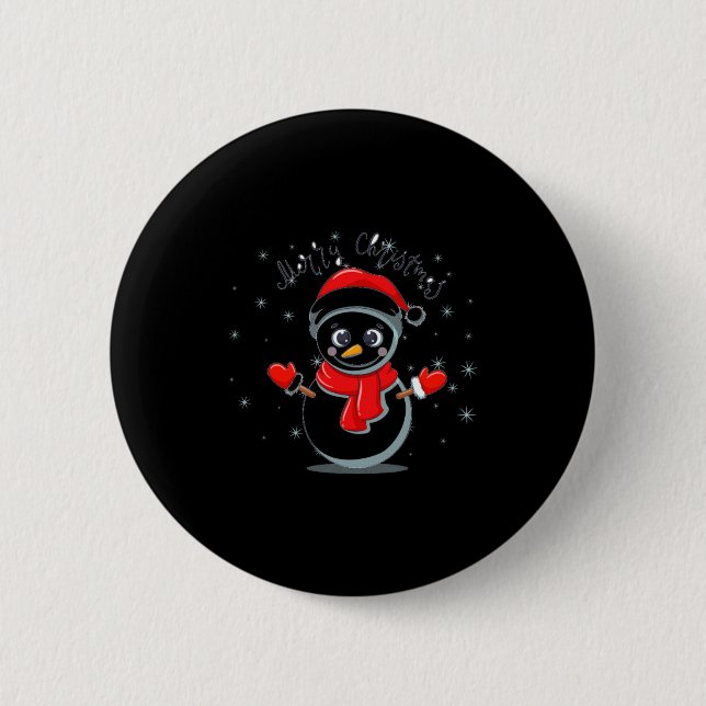 Badge Rond 5 Cm Merry Christmas Tygraphy Snowman Holiday  (Devant)
