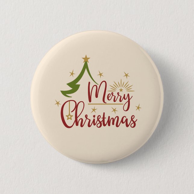 Badge Rond 5 Cm Merry Christmas w/Tree (Devant)