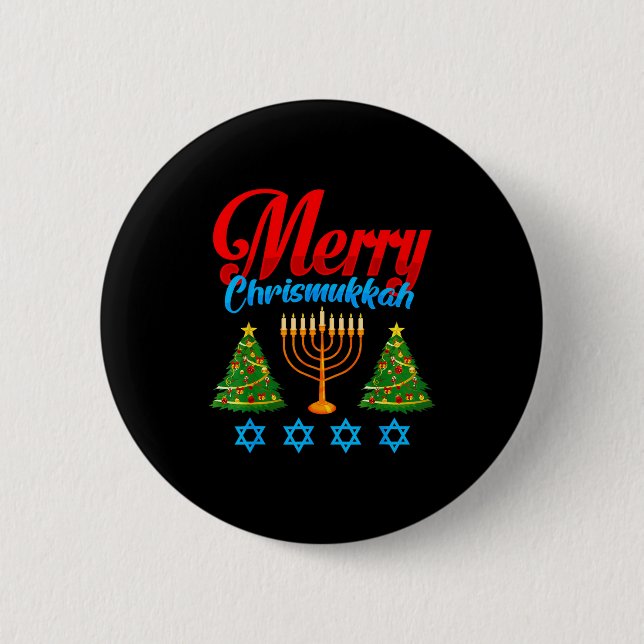 Badge Rond 5 Cm Merry Christmukkah Jewish Xmas Christmas Hanukkah  (Devant)