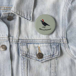 Badge Rond 5 Cm Merry Crowmas Crow de Noël