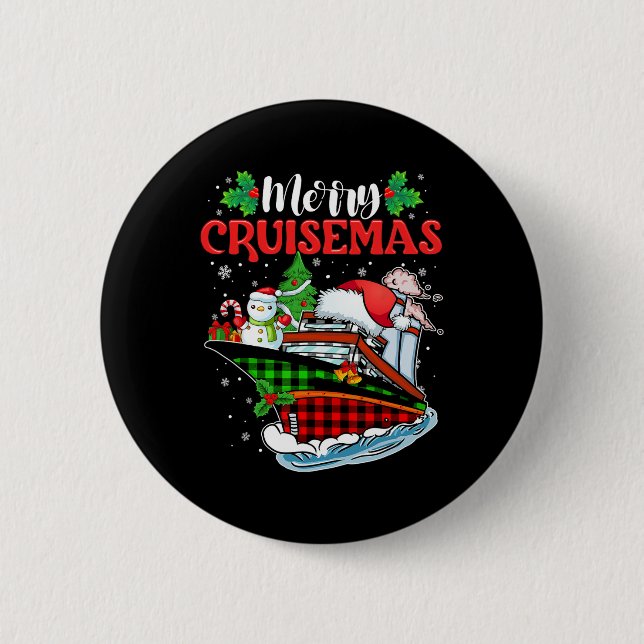 Badge Rond 5 Cm Merry Cruisemas Famille Croisière Noël 2023 Amusan (Devant)
