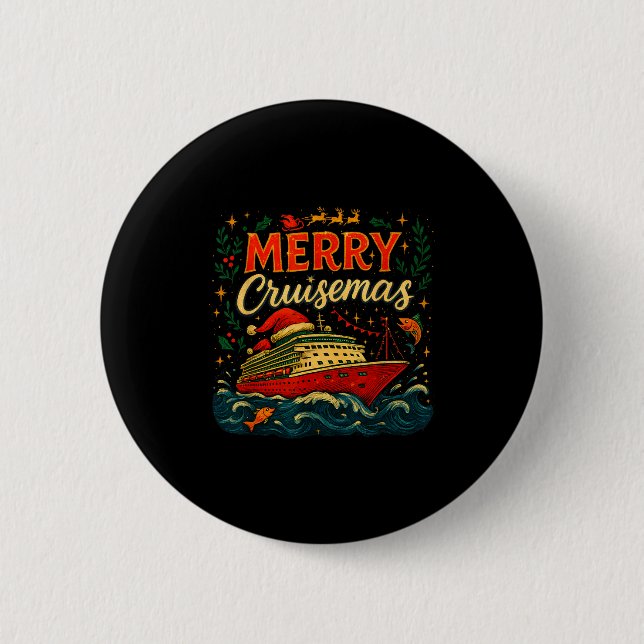 Badge Rond 5 Cm Merry Cruisemas Funny Christmas Cruise Vacation  (Devant)