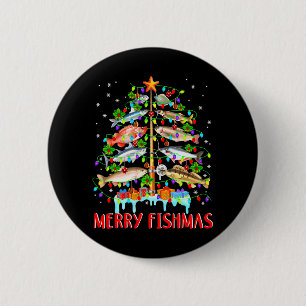 Badge Rond 5 Cm Merry Fishmas Funky Christmas Tree Lights Poisson