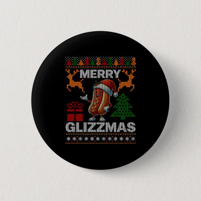 Badge Rond 5 Cm Merry Glizzmas -christmas Glizy Matching Family Ug (Devant)