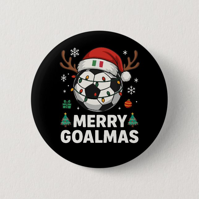 Badge Rond 5 Cm Merry Goalmas Italy - Funny Soccer Christmas (Devant)