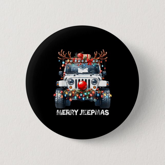 Badge Rond 5 Cm Merry Jeepmas Ugly Light Reindeer Christmas  (Devant)