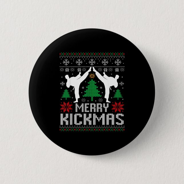Badge Rond 5 Cm Merry Kickmas Karate Jiu Jitsu Ugly Christmas Xmas (Devant)
