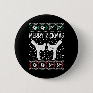 Badge Rond 5 Cm Merry Kickmas Ugly Christmas Karaté Jiu Jitsu Mart