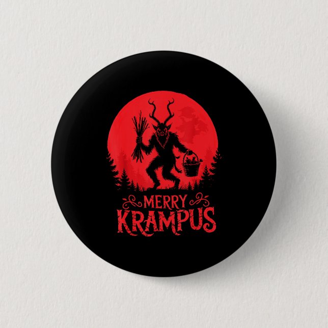 Badge Rond 5 Cm Merry Krampus Christmas Xmas Horror Ugly Sweater E (Devant)