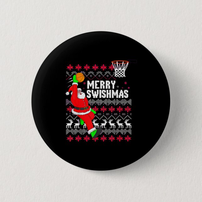Badge Rond 5 Cm Merry Swishmas Basketball Ugly Christmas Xmas  (Devant)
