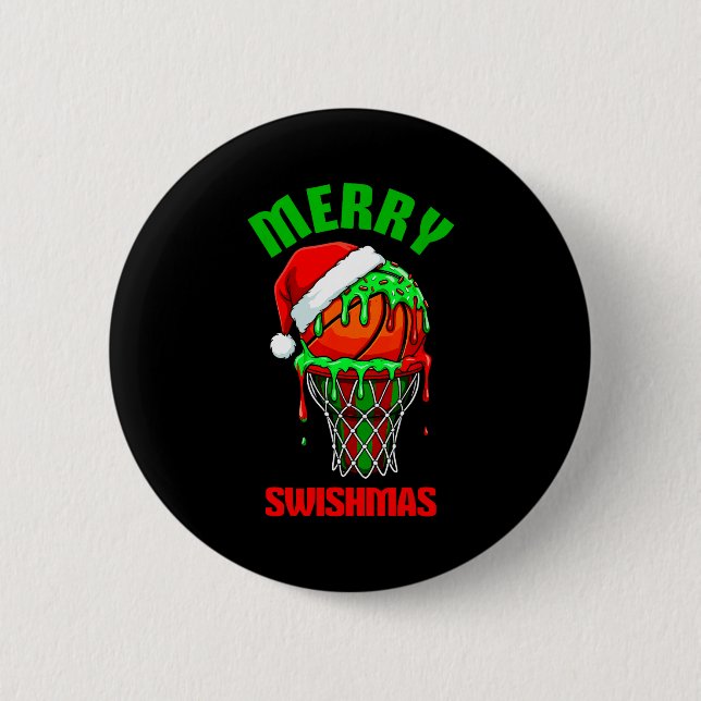 Badge Rond 5 Cm Merry Swishmas Basketball Ugly Christmas Xmas Men  (Devant)