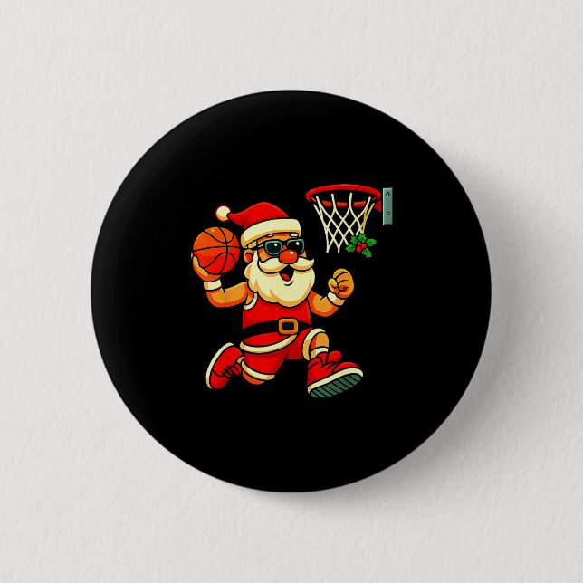Badge Rond 5 Cm Merry Swishmas Ugly Christmas Sweater Basketball C (Devant)