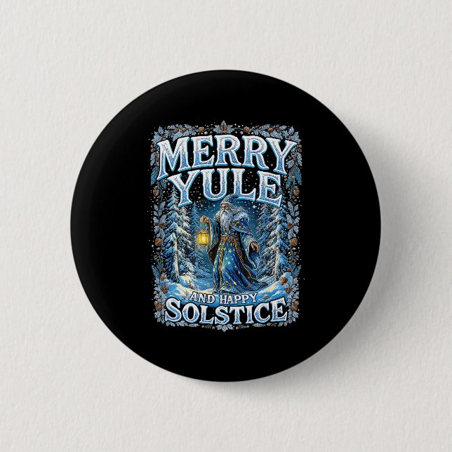 Badge Rond 5 Cm Merry Yule And Happy Solstice Mystic Winter Quote  (Devant)