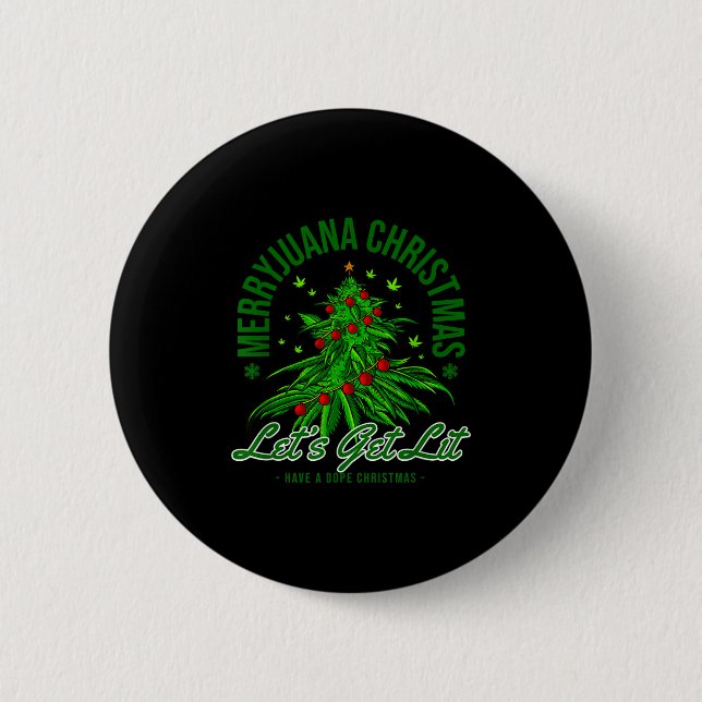 Badge Rond 5 Cm Merryjuana Christmas Christmas Weed T Roll  (Devant)