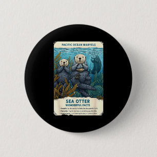 Badge Rond 5 Cm merveilles de l'océan Pacifique loutre de mer fait