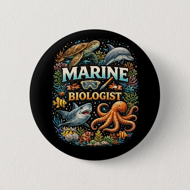 Badge Rond 5 Cm Merveilles du monde océanique (Devant)