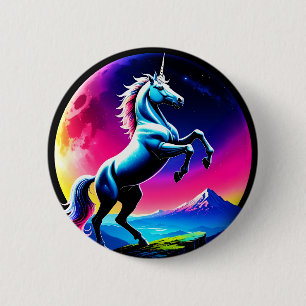 Badge Rond 5 Cm Merveilleuse Licorne Colorée Sauvage