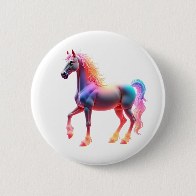 Badge Rond 5 Cm Merveilleux Cheval brillant (Devant)