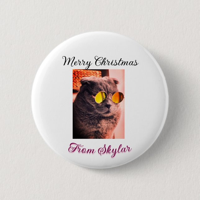 Badge Rond 5 Cm Merveilleux chien de chat de Noël animal de compag (Devant)