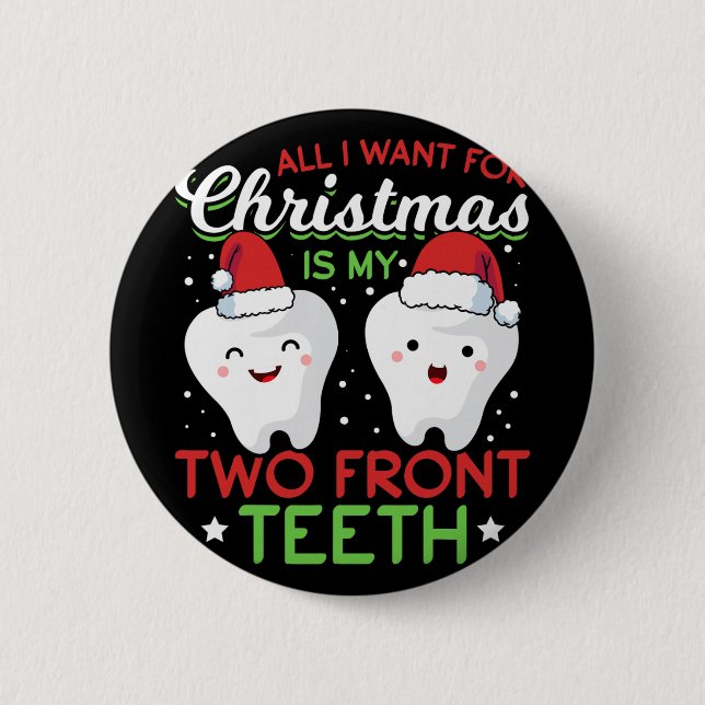 Badge Rond 5 Cm Mes deux dents de devant de Noël  (Devant)