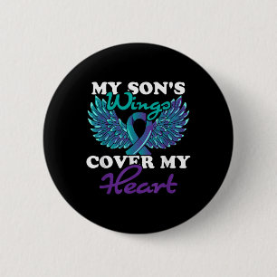 Badge Rond 5 Cm Mes fils ailes couvrent mon coeur Prévention du su