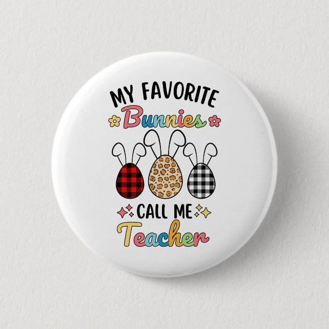Badge Rond 5 Cm Mes lapins préférés m'appellent professeur Léopard (Devant)