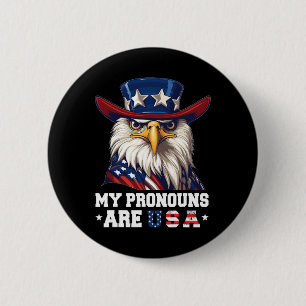 Badge Rond 5 Cm Mes pronoms sont drôle aigle américain 4 juillet a