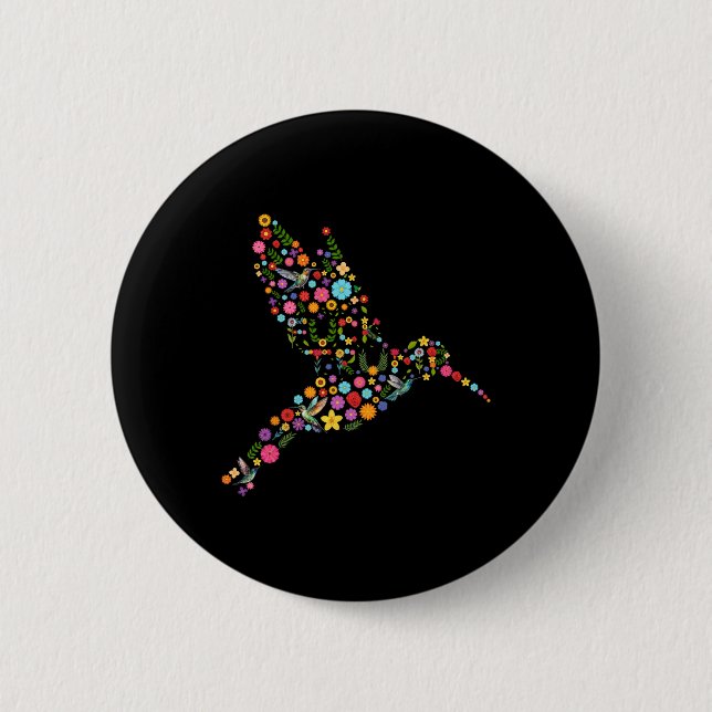 Badge Rond 5 Cm Messag caché subtil anti-Trump Floral Hummingbird (Devant)