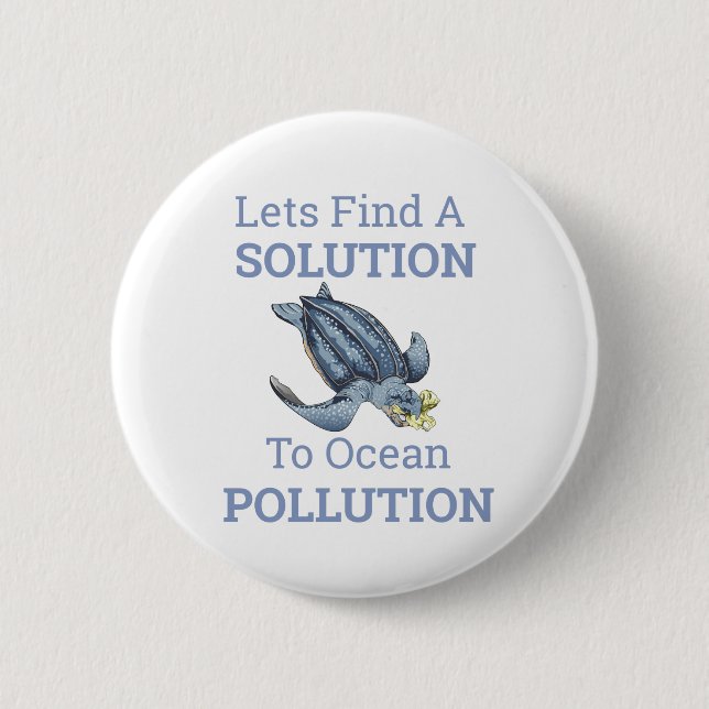 Badge Rond 5 Cm message de l'environnement de pollution d'océan (Devant)