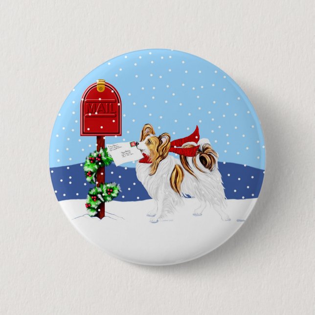 Badge Rond 5 Cm Message de Noël Sable Papillon (Devant)
