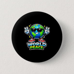Badge Rond 5 Cm Message drôle mignon de paix mondiale positif et é
