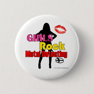 Badge Rond 5 Cm Métal de roche de filles détectant le bouton