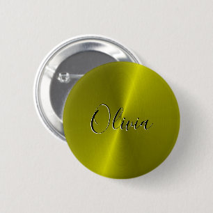 Badge Rond 5 Cm Métal jaune brillant