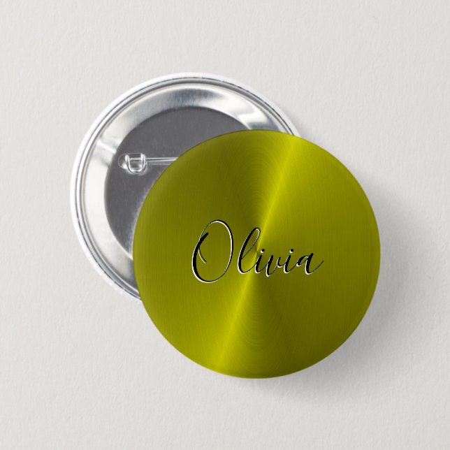 Badge Rond 5 Cm Métal jaune brillant (Devant & derrière)