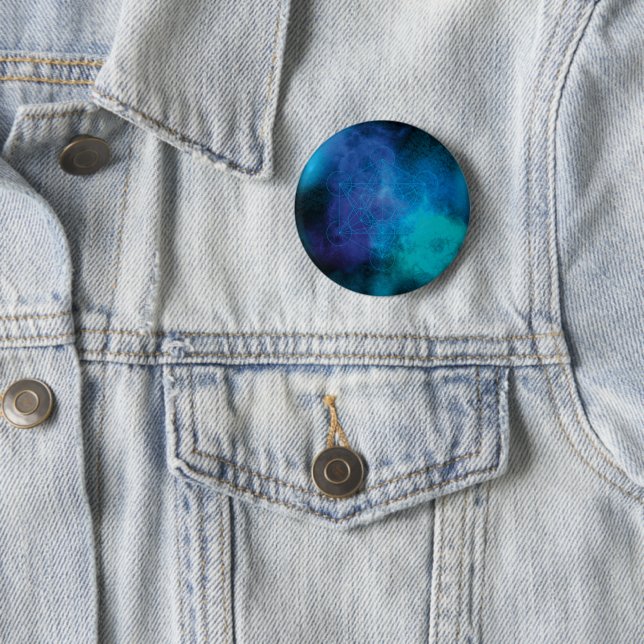 Badge Rond 5 Cm Metatron’s Cube Sacred Geometry (En situation)