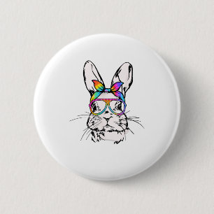 Badge Rond 5 Cm Mets Bunny Messy Bun Tie Dye Bandana Rabbit Easte