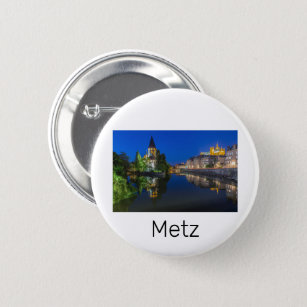 Badge Rond 5 Cm Metz Temple Neuf France Nuit Moselle Souvenir