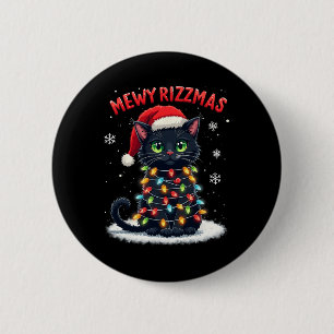 Badge Rond 5 Cm Mewy Rizzmas Drôle Père Noël Cat Mewing Joke Rizz 