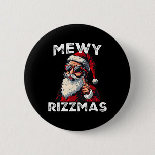 Badge Rond 5 Cm Mewy Rizzmas Drôle Père Noël Mewing Joke Rizz Mens