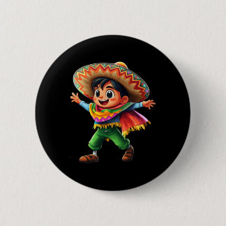 Badge Rond 5 Cm Mexican Boy Fiesta Poncho Cinco De Mayo Kids Celeb