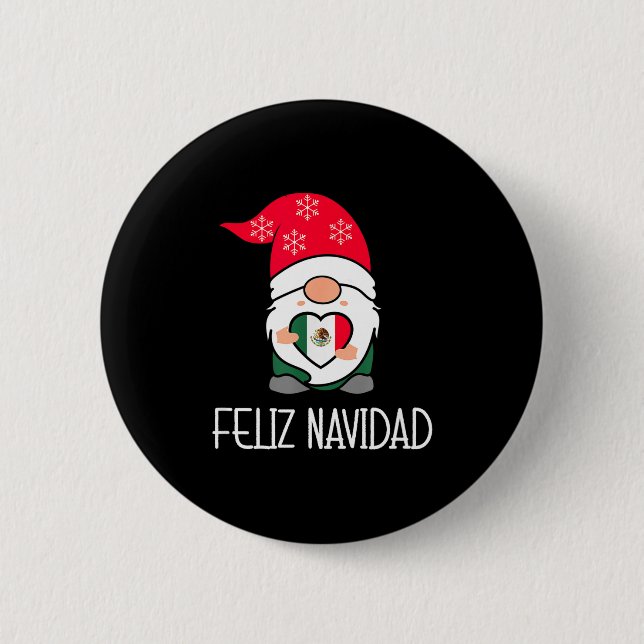 Badge Rond 5 Cm Mexican Christmas Gnome Feliz Navidad Mexico  (Devant)
